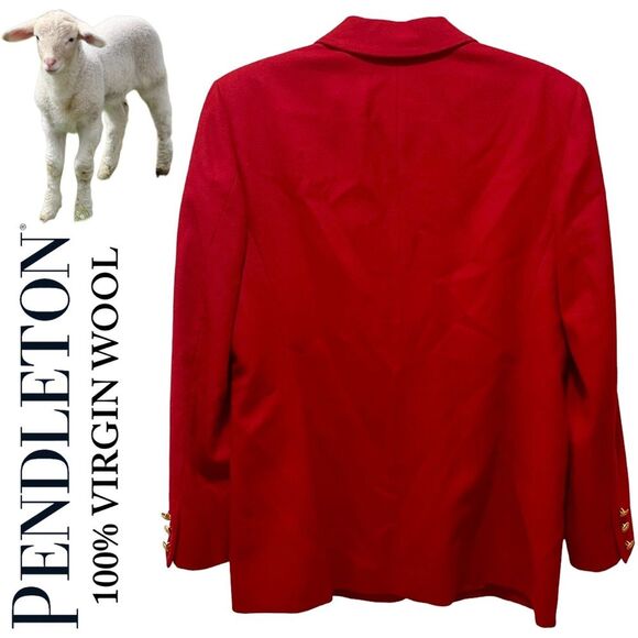 Pendleton Vintage 100% Virgin Wool Blazer Suit Jacket Made in USA Red Womens 8 - Picture 8 of 16